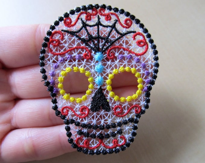 FSL, Free standing lace Day of the Dead Sugar Skull, Calavera - embroidery designs 4x4 INSTANT DOWNLOAD