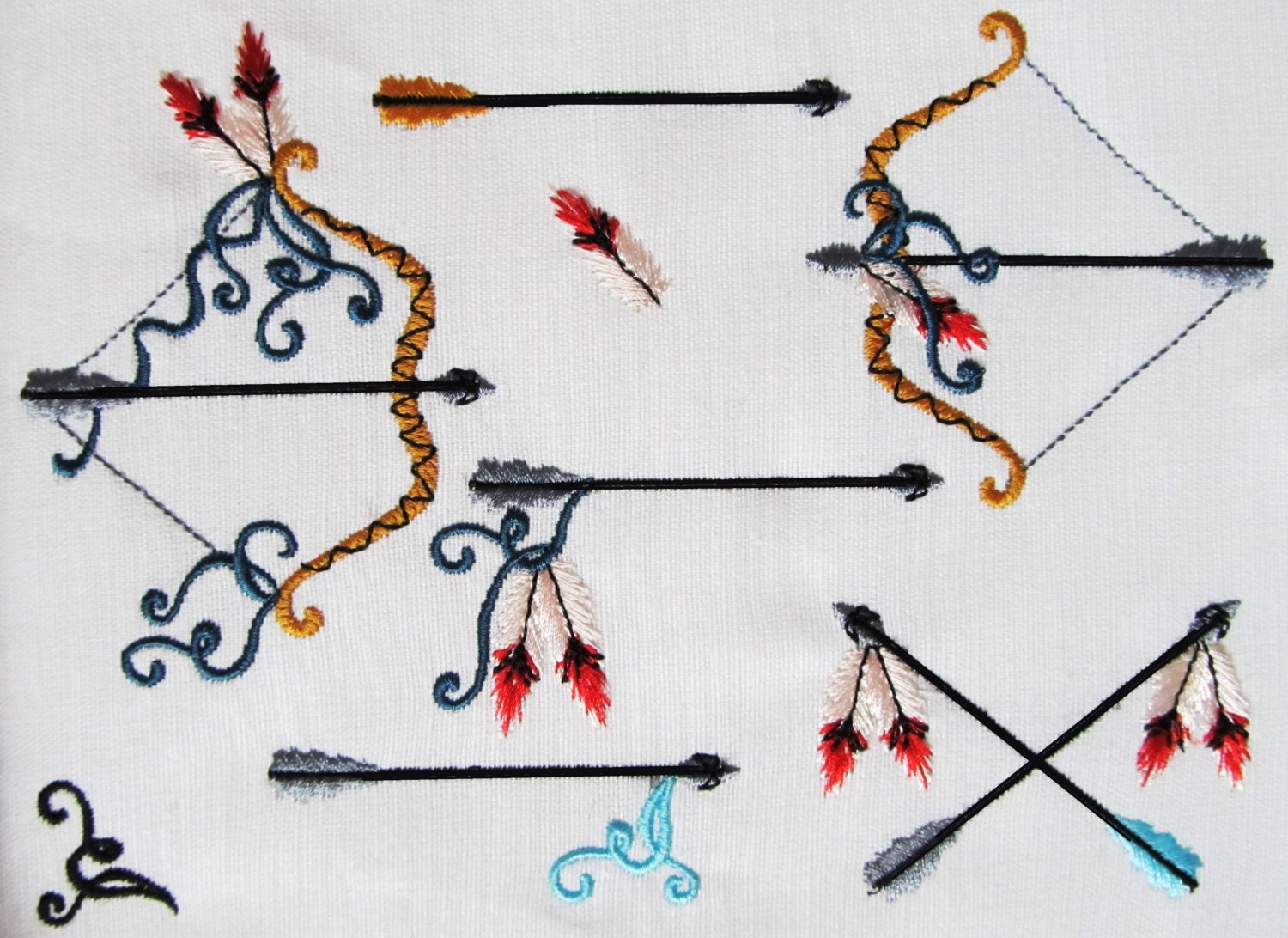 Bow arrows tribial collection Machine mini embroidery designs for