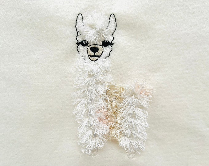 Fringed fur chenille Fluffy Llama machine embroidery designs boho Lama ITH in the hoop cute adorable llama alpaca kids sweatshirt design