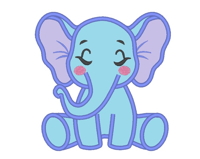 Little Elephant machine embroidery applique designs  INSTANT DOWNLOAD  Machine Embroidery Designs, 3, 4, 5, 6, 7 and 8 inches