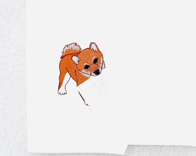 Lovely playing Shiba Inu Puppy Dog Mama kitchen dish towel pet animal Thief kids machine embroidery designs ITH project simply in the hoop