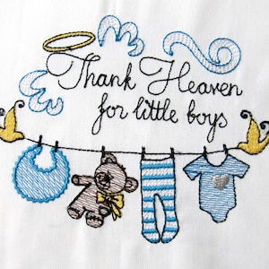 Thank Heaven for little boys light sketch stitch machine embroidery designs for hoop 4x4 5x7 6x10 baby newborn nursery mothernity design