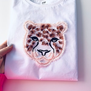 Fringed fluffy Leopard face chenille fringe embroidery in the hoop ITH machine embroidery designs cheetah wild cat head sizes 5.5 up to 8in