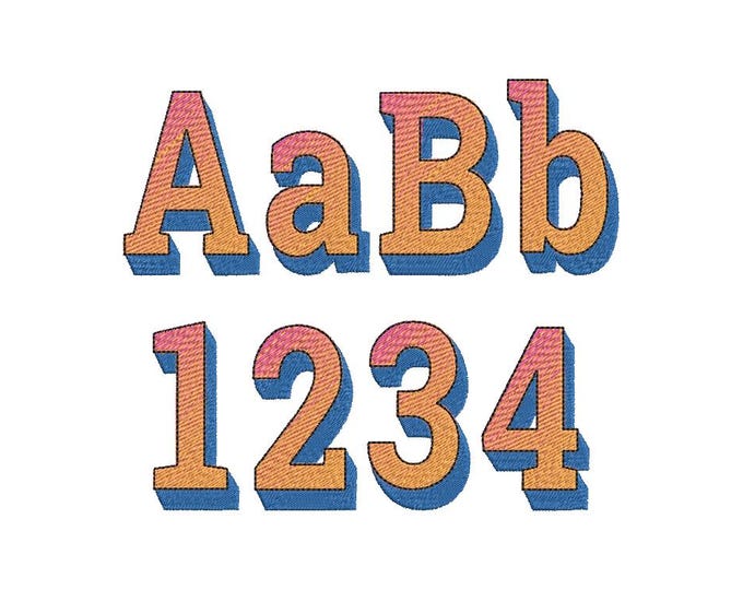 Ombre Iridescent Font Alphabet letters numbers punctuation Gradient Font machine embroidery designs shadowed monogram NO special thread, BX