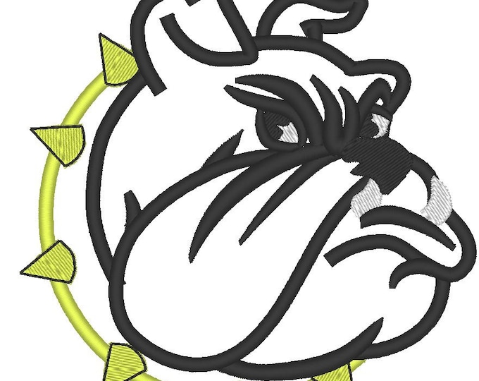 Bulldog mascot - machine embroidery applique and fill stitch designs  INSTANT DOWNLOAD