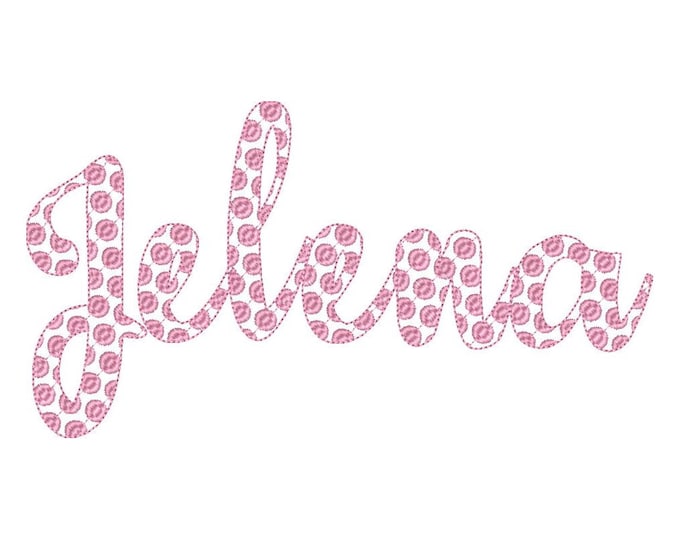 Polka Dot Font 2 two colors script cursive alphabet machine embroidery designs in assorted sizes dotted letters and numbers kids name font