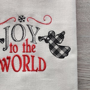 Merry Christmas gingham old fashioned classic Happy Holidays, Joy Kitchen dish towel quotes 6pcs machine embroidery designs 4x4, 5x7 image 3