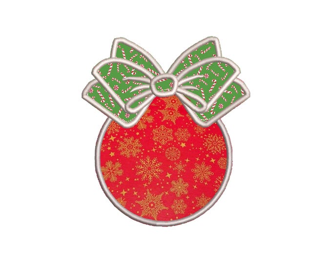 Christmas Ball Bow for monogram Applique machine embroidery designs sizes for hoop 4x4  5x7  6x10 Christmas Tree ornament and Sparkle Bling