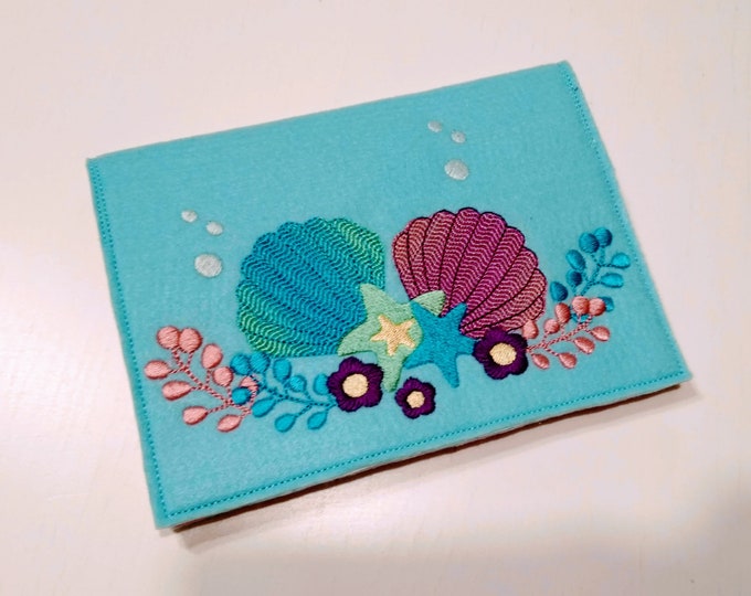 Summer Mermaid Book cover ITH embroidery design - great for gifts "In The Hoop" Step-by-step pictured Instructions included