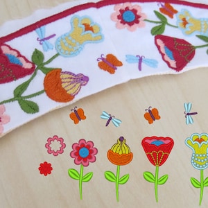 Flowers separate machine embroidery designs, set, multiple sizes - 2, 2 1/2, 3, 3 1/2 and 4 inches