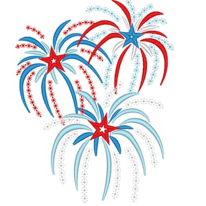 Fireworks anniversary firecracker machine embroidery designs sizes for hoop 4x4  5x7  6x10 4th of July American Independence Day patriotic