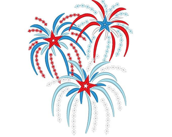 Fireworks, anniversary, firework firecracker machine embroidery designs for hoop 4x4, 5x7, 6x10, 4th of July Independence Day patriotic