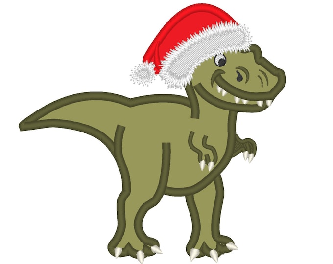 T-rex Christmas dinosaur santa hat machine embroidery and applique designs - assorted sizes, for hoops 4x4, 5x7, 6x10  INSTANT DOWNLOAD