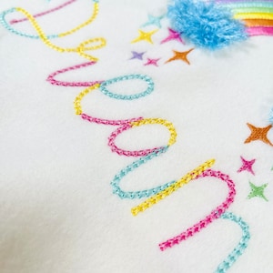 Diseños de bordado a máquina con puntada ligera y aplastante de colores, letras del alfabeto, monograma con nombre para niños divertidos, BX