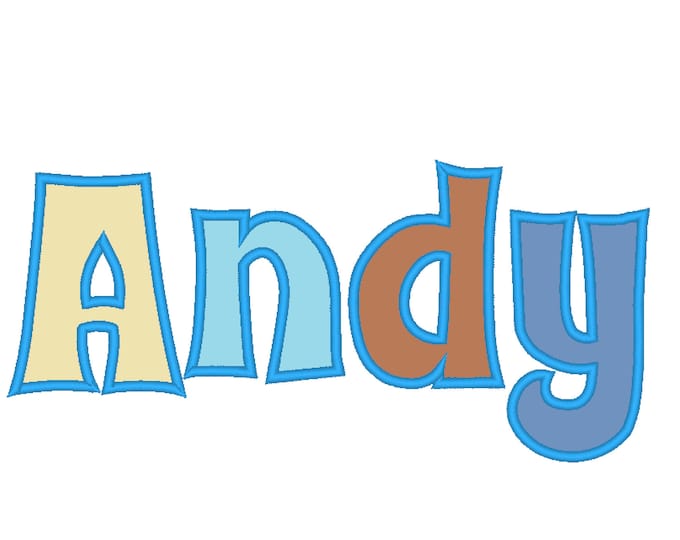 Andy Monogram applique Font machine embroidery applique design monogram alphabet lowercase and uppercase letters and punctuation from 1.5in