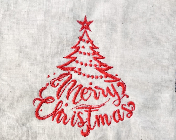 MERRY CHRISTMAS TREE  machine embroidery design Christmas greetings embroidery 4x4, 5x7, 6x10, 8x8 and 8x12 instant download