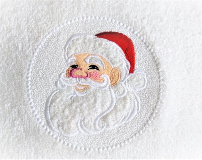 Embossed Terry Towel Santa Clause circle design - machine embroidery  designs 4x4 and 5x7, 6x10 INSTANT DOWNLOAD