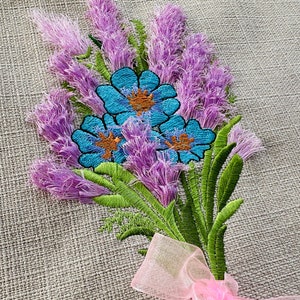 Lavender Fringed Flower Stems Fluffy Fringe wild floral field Lavender Bouquet Embroidery File machine embroidery designs instant download by Artapli embroidery format PES HUS JEF EXP DST VIP VP3 XXX instant download