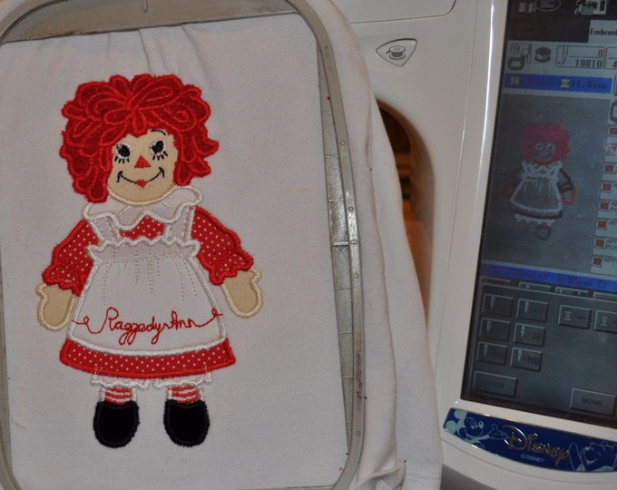 Raggedy Ann - embroidery applique designs for hoop 5x7 and 6x10 doll girl machine embroidery design in assorted sizes INSTANT DOWNLOAD