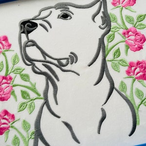 The Cane Corso Italian mastiff Dog puppy pet machine embroidery designs assorted sizes 4, 5, 6, 7, and 8 inches Dog with Roses floral flower