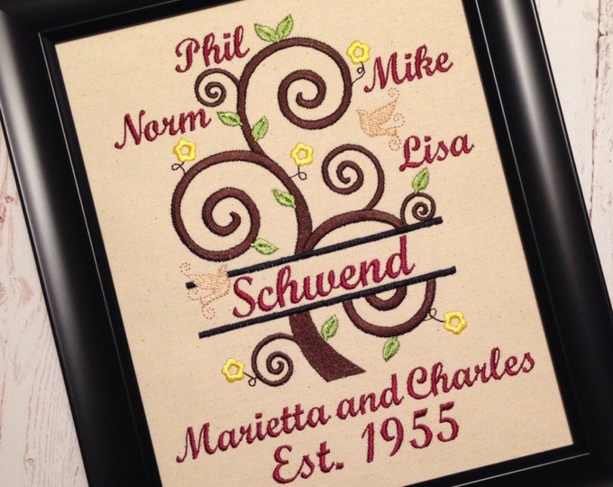 Tree of life, Family tree, curly, split, Personalized Names - machine embroidery designs for hoop 5x7, 6x10 and 8x12! included mini font set