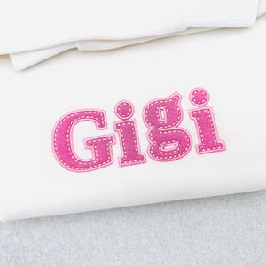 Embroidered Result · Applique FONT Tilda satin stitch and hand stitch effect 2 outline Alphabet Monogram machine embroidery designs sizes Instant Download By Artapli Embroidery Format PES HUS DST JEF EXP VP3 XXX EXP