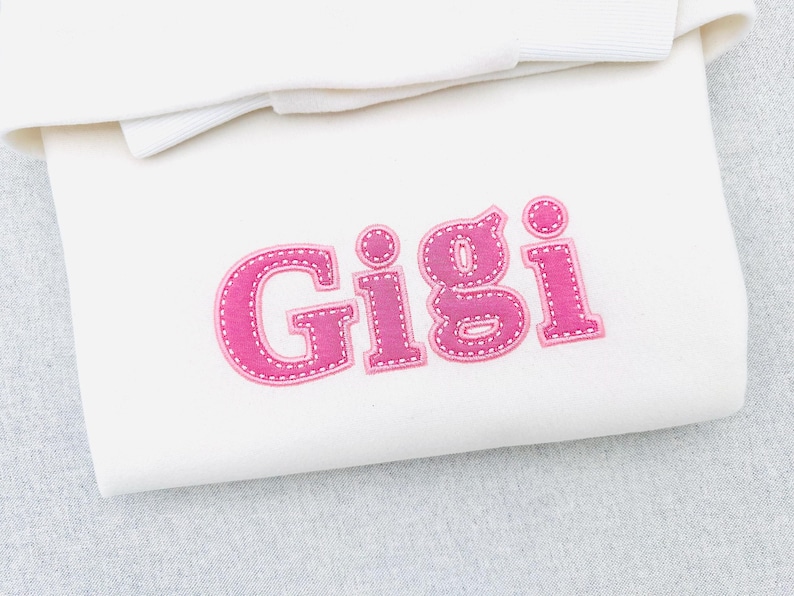 Embroidered Result · Applique FONT Tilda satin stitch and hand stitch effect 2 outline Alphabet Monogram machine embroidery designs sizes Instant Download By Artapli Embroidery Format PES HUS DST JEF EXP VP3 XXX EXP