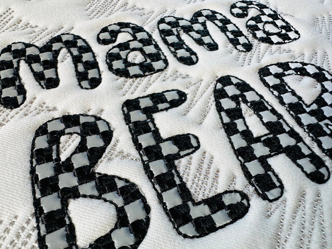 Checks Patterned Font 1 Color Alphabet Letters Numbers Machine ...
