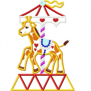Karussell Giraffe Maschinenstickerei Applikation Designs 5 x 7 und 6 x 10 INSTANT DOWNLOAD