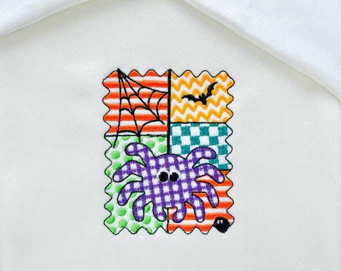 Halloween Spider patchwork patterned Spider Web Bats cute Spider kids machine embroidery designs sizes 4 up to 7 inch scary spooky design