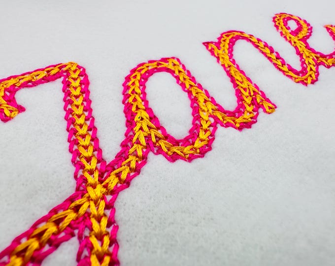 2 Color Chain Stitch FONT Chain Grace Alphabet Monogram machine embroidery designs handwritten script letters mini sizes 1 to 3 inch BX incl