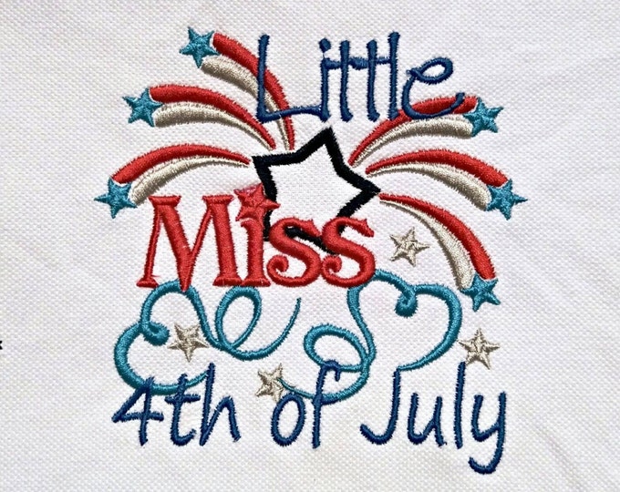 Little miss 4th of July- machine embroidery designs - 4x4 and 5x7 multiple sizes INSTANT DOWNLOAD