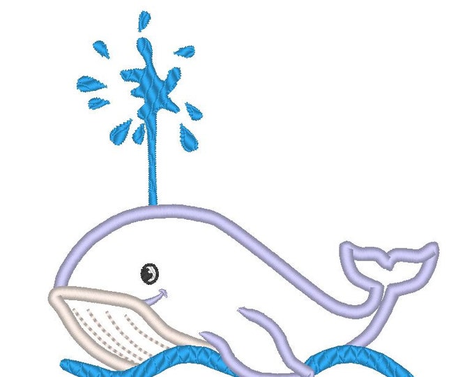 Whale Cute little whale baby boy kids Machine embroidery designs Applique and fill stitch designs in multiple sizes 4, 4.5, 5 and 5.5 inches