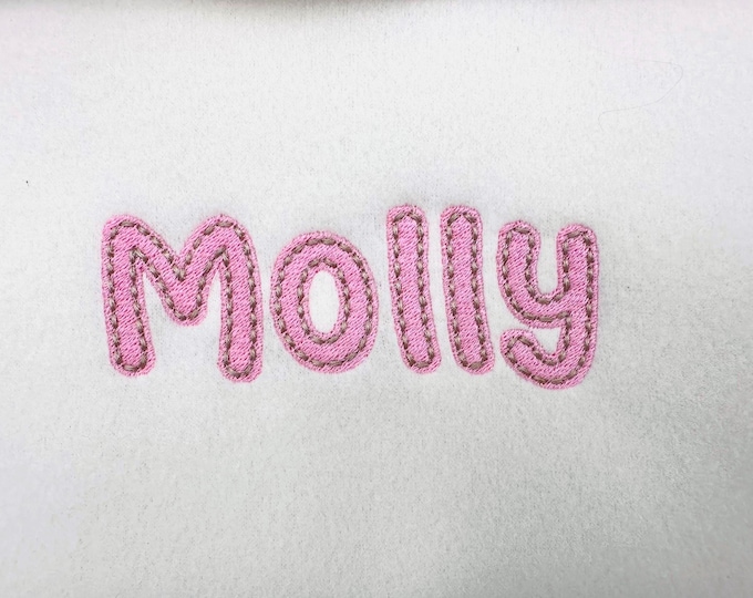 Fill Stitch FONT with hand-stitch look on top machine embroidery designs rounded letters Alphabet Monogram sizes 1.5 up to 3.5 inch, BX