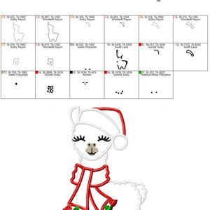 Christmas Llama Alpaca Applique winter outfit fringed scarf tassels Santa hat kids boys girls machine embroidery designs many sizes image 4