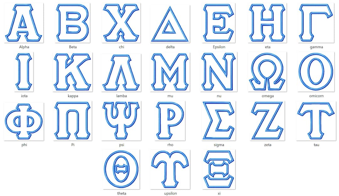 Whole Greek Font, Alphabet, ABC, Letters 1 Step Applique 2 Colors Greek Font Sororities Applique Whole Greek Font, Alphabet, ABC, Letters 1 Step Applique 2 Colors Greek Font Sororities Applique