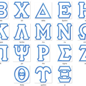 Whole Greek font, alphabet, ABC, letters 1 step applique - 2 colors Greek font sororities applique machine embroidery designs, BX included