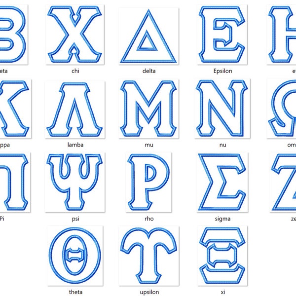 Whole Greek font, alphabet, ABC, letters 1 step applique - 2 colors Greek font sororities applique machine embroidery designs, BX included