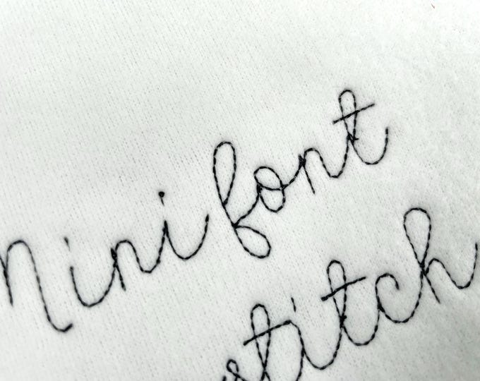 Bean Stitch Handwritten FONT quick light stitch script alphabet Monogram machine embroidery designs mini sizes 0.6 up to 1.8 inch, BX
