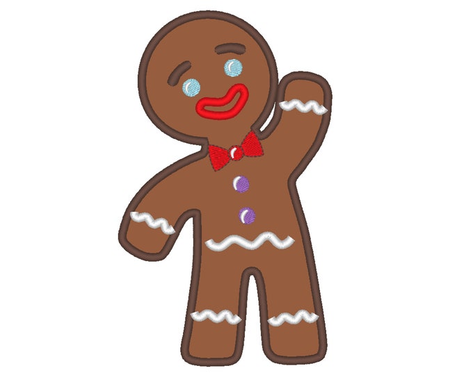 Cute Christmas Gingerbread 4, 5, 6, 7, 8 and 9 inches Instant download machine embroidery applique design