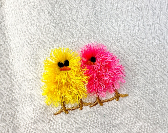 Cute little Fluffy Chicks machine embroidery designs Fringed Chick fluffy chenille farm bird small chicken baby kids awesome fringe design