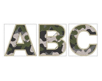 Fonte Camo Camouflage para bordado à máquina - DOWNLOAD INSTANTÂNEO - Letras de A a Z e números de 0 a 9 em tamanhos variados - Fonte camuflada militar - BX