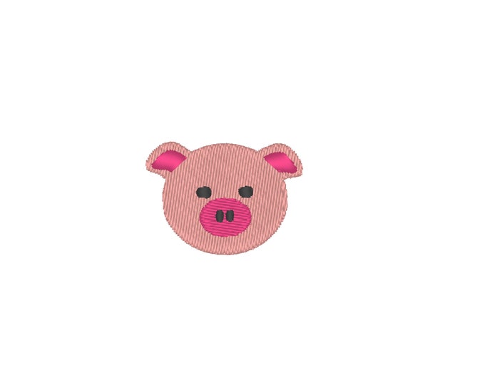 MINI Piggy Pig little small wee micro monogram accent decoration machine embroidery designs multiple sizes cute piglet face head farm animal