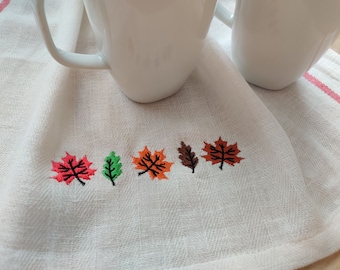 Mini Autumn Fall Leaf leaves in a row decoration Monogram border accent machine embroidery designs multiple sizes 4, 5, 6, 7 in Thanksgiving