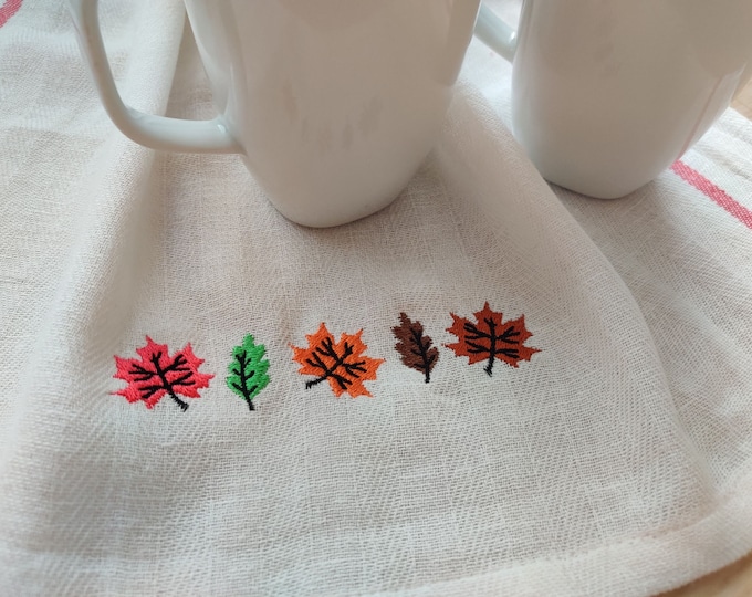 Mini autumn leaves row, accent embroidery designs 4, 5, 6 and 7 inches row border decoration