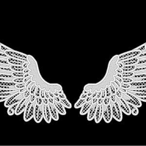 FSL, Free standing lace angel wings machine embroidery designs for hoop 4x4, 5x7, 6x10 Little angel fairy wings lace embroidery ornament