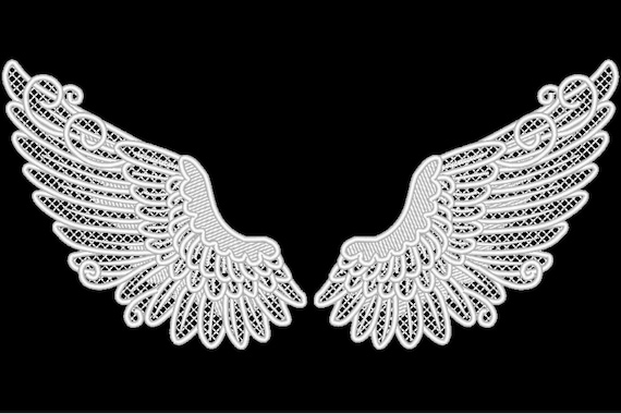 FSL、フリースタンディングレース天使の羽機械刺繍デザイン、フープ4x4