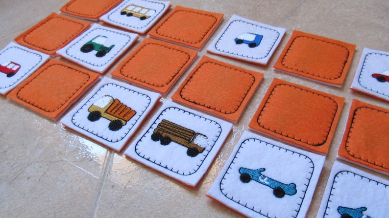 Memory game "Cars" In The Hoop project, machine embroidery designs children matching game embroidery download for 4x4, 5x7 and 6x10 INSTANT DOWNLOAD by Artapli embroidery format PES HUS JEF EXP DST VIP VP3 XXX