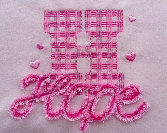 Gingham & Fringed FONT SET of 2 alphabets machine embroidery designs in assorted sizes chenille girly pretty fluffy and buffalo letters, BX