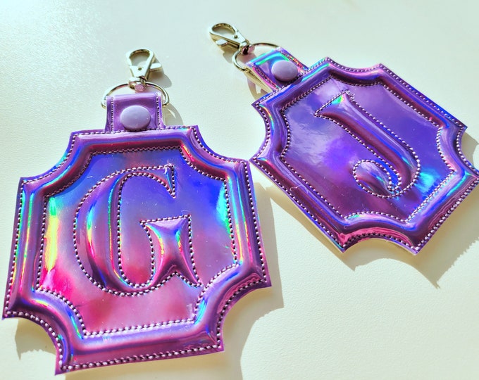 Special Puffy Puff foam Classic Key Fob snap tab machine embroidery designs Monogram A-Z in the hoop ITH keychain backpack bag tag gift idea
